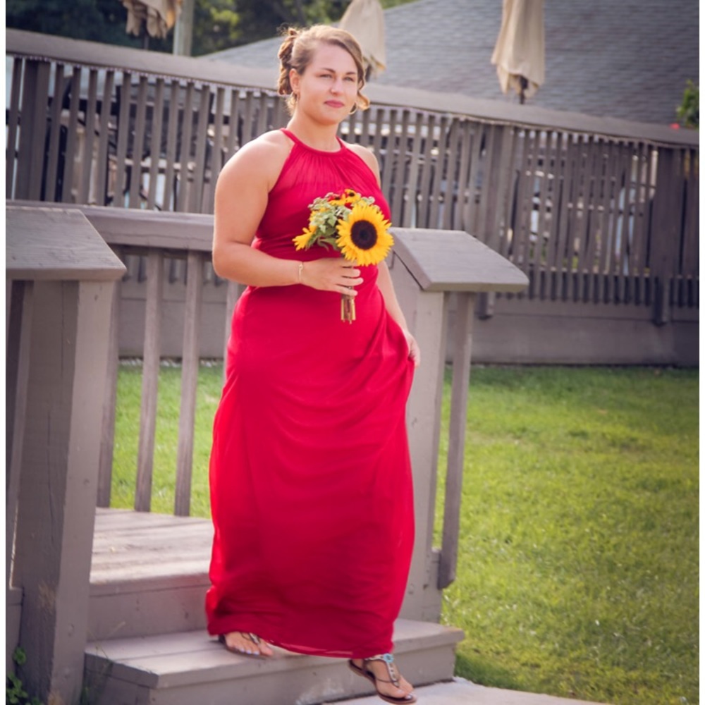 David's Bridal Illusion Top Bridesmaid Dress